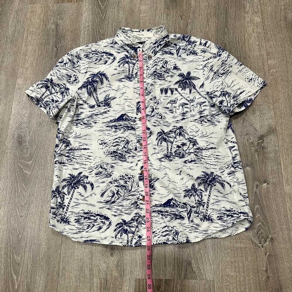 American Eagle Shirt Men's XL Hawaiian Tropical Palm Tree Button Down Shirt - Picture 4 of 11